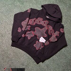 Black and Red Graphic Hoodie Cardigan